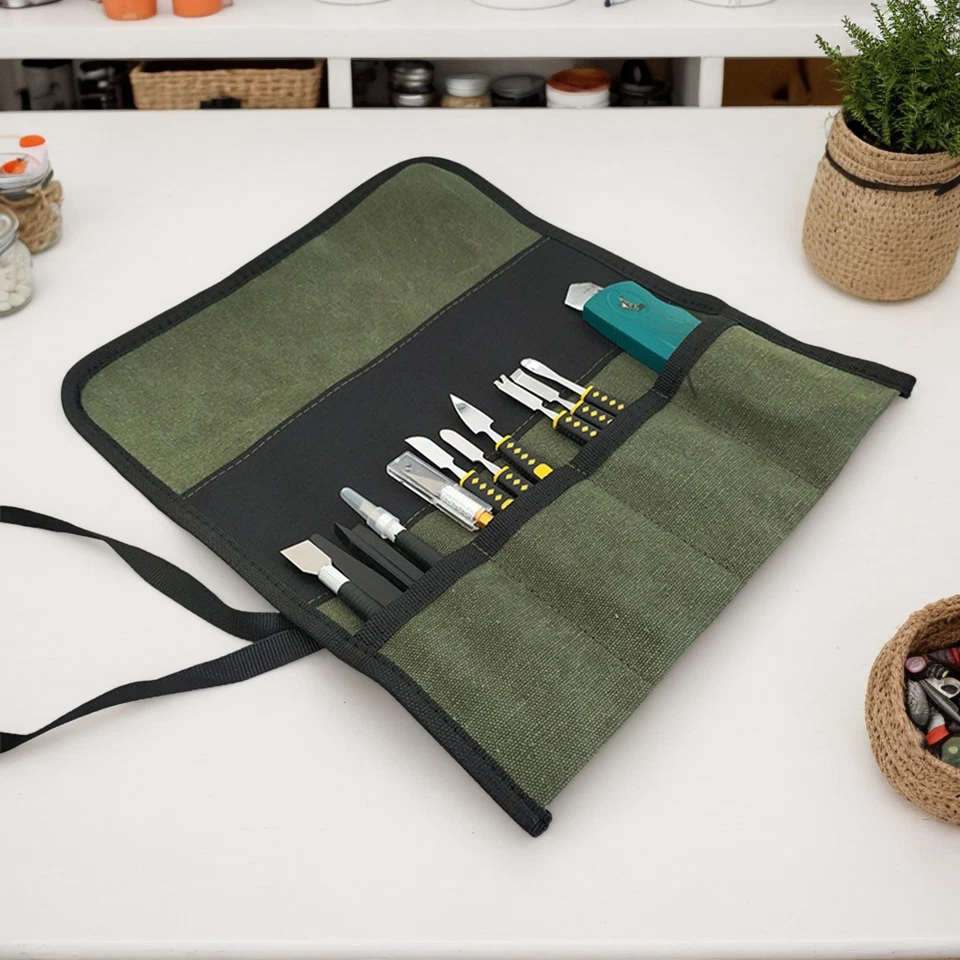 Tool Roll Organizer Tool Roll Up Canvas Bag Tool Wrench Super Big Pouch NEW - Image 4 of 4