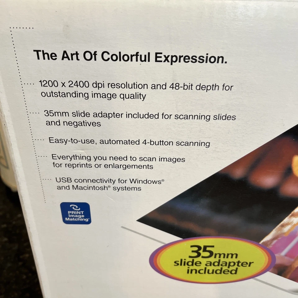 NEW Epson PERFECTION 1260 Photo Color Scanner w/Software & 35mm Slide Adapter - Image 2 of 4
