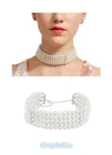 S-A1-2 50's Vintage Audrey Hepburn Faux Pearl Costume Jewelry Choker Necklace AU