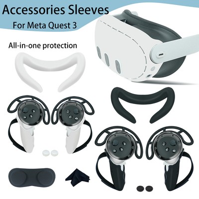 6in1 For Meta Quest 3 Grip Silicone Cover,Face Mask, Lens Protector,rocker cap