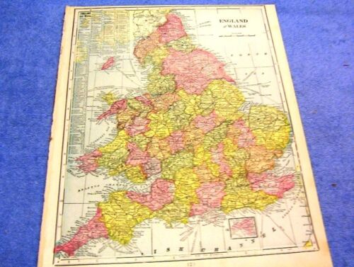 ANTIQUE MAP OF ENGLALND & WALES W/ LIGHT HOUSES, BAYS, PORTS. BEACHES       1899 - Picture 1 of 5