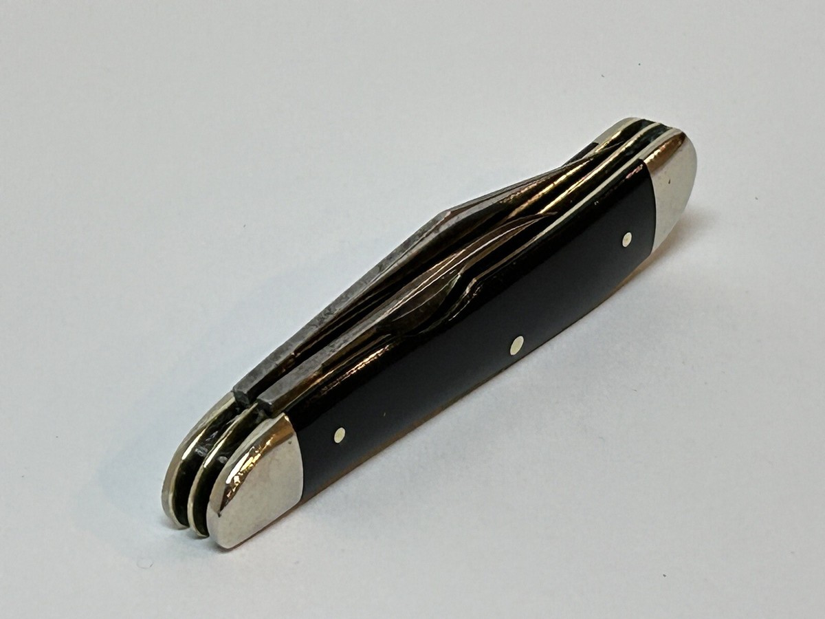 VINTAGE CASE XX SMALL 2 BLADE PEANUT SLICK BLACK POCKET KNIFE 2220