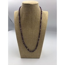 Genuine Amethyst Faceted 4 mm Bead Necklace 20 , Stretchy Choker Necklace