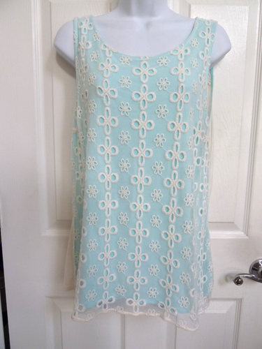 JENNIFER LOPEZ Sz Large 12/14 Embroidered Eyelet Tank Top Whimsical