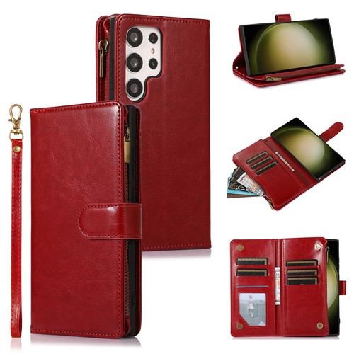 For Samsung Galaxy S24/S23/S22+ Magnetic Zipper Leather Flip Wallet Case Cover - Photo 9 sur 46