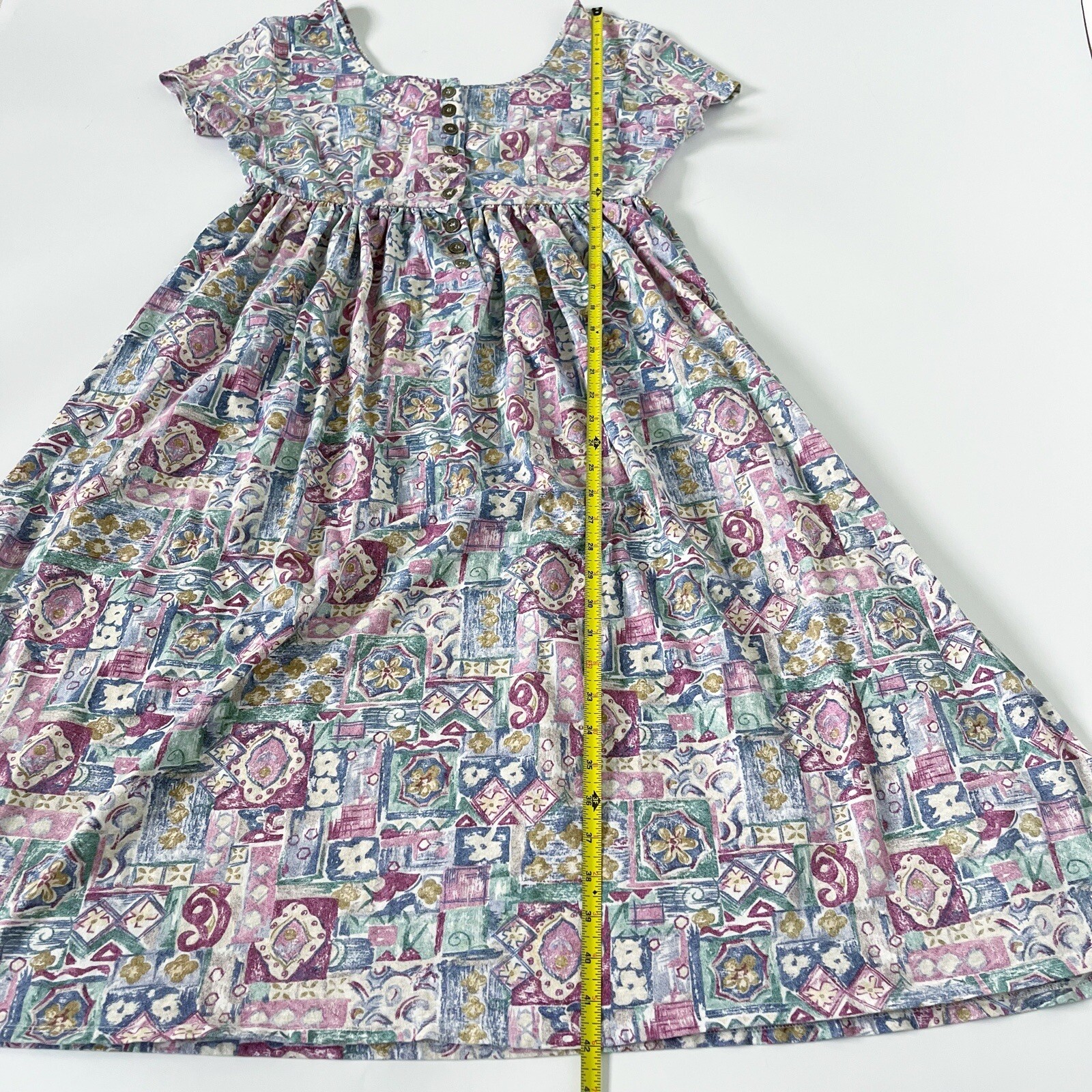 Vintage 80s 90s Printed Pattern Patchwork Style F… - image 18