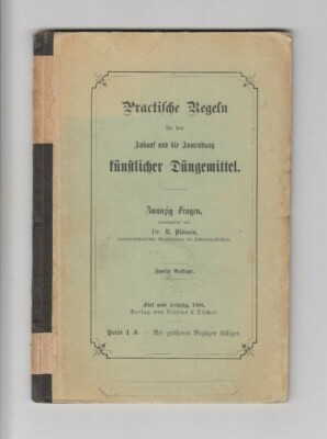 Practische Regeln Ankauf und Anwendung knstlicher Dngemittel Dr. Plnnis  1888 | eBay.de