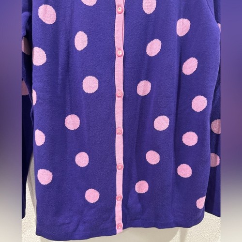NWOT Quacker Factory Knit Purple Pink Polka Dot Button Front Cardigan Sweater S - Picture 7 of 15