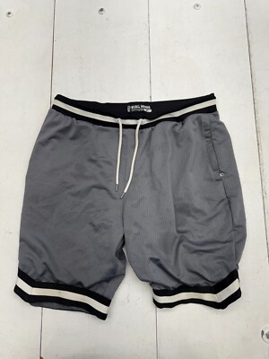 Rebel Minds Gray Black Drawstring Athletic Shorts Mens Size XL
