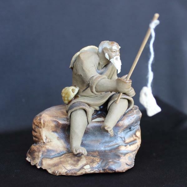 3"L x 3"H Fisherman On Rock Mudmen Bonsai Figurine | eBay