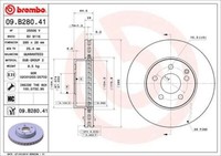 2X Brembo 09.B280.41 Bremsscheibe