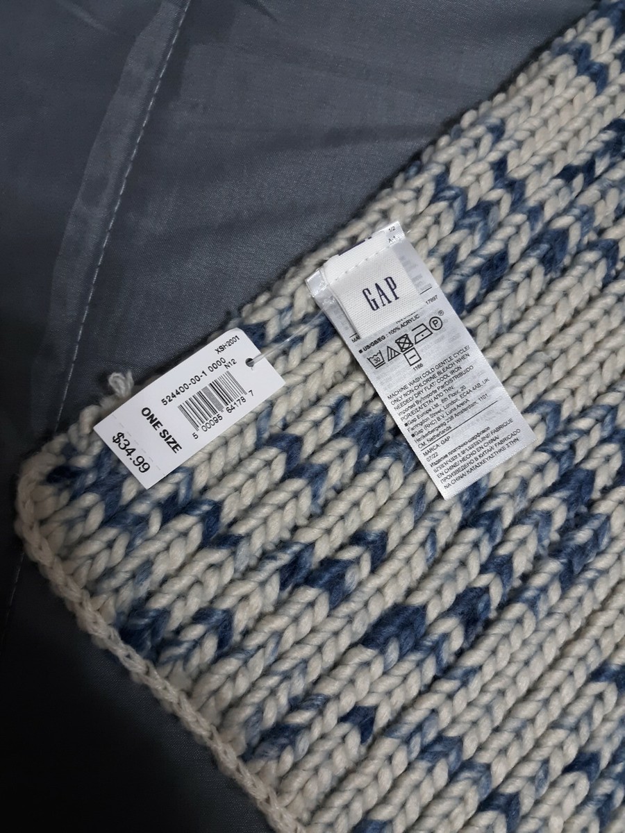 カップ NWT Gap Blue & White Knitted Winter Scarf. Size: One Size. | eBay