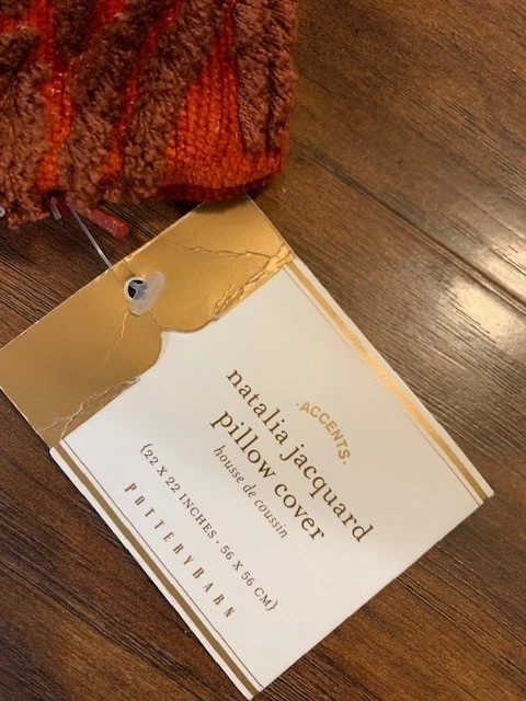 Pottery Barn Natalia Jacquard Pillow Cover Silk 22”x22” Red ~ NWT's - Image 3 of 4