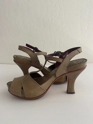 Sandales escarpins Neosens 39/9 talons cuir bout ouvert vert olive bride cheville - Photo 7/11