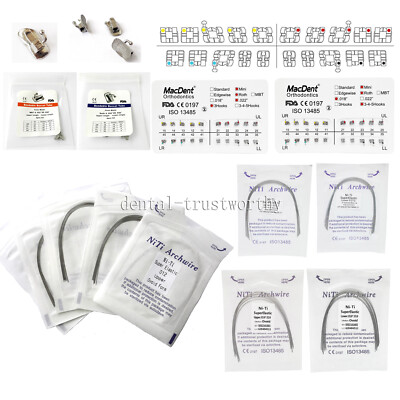 MacDent Dental Orthodontic Metal Brackets Braces/Super Elastic Niti Arch Wires