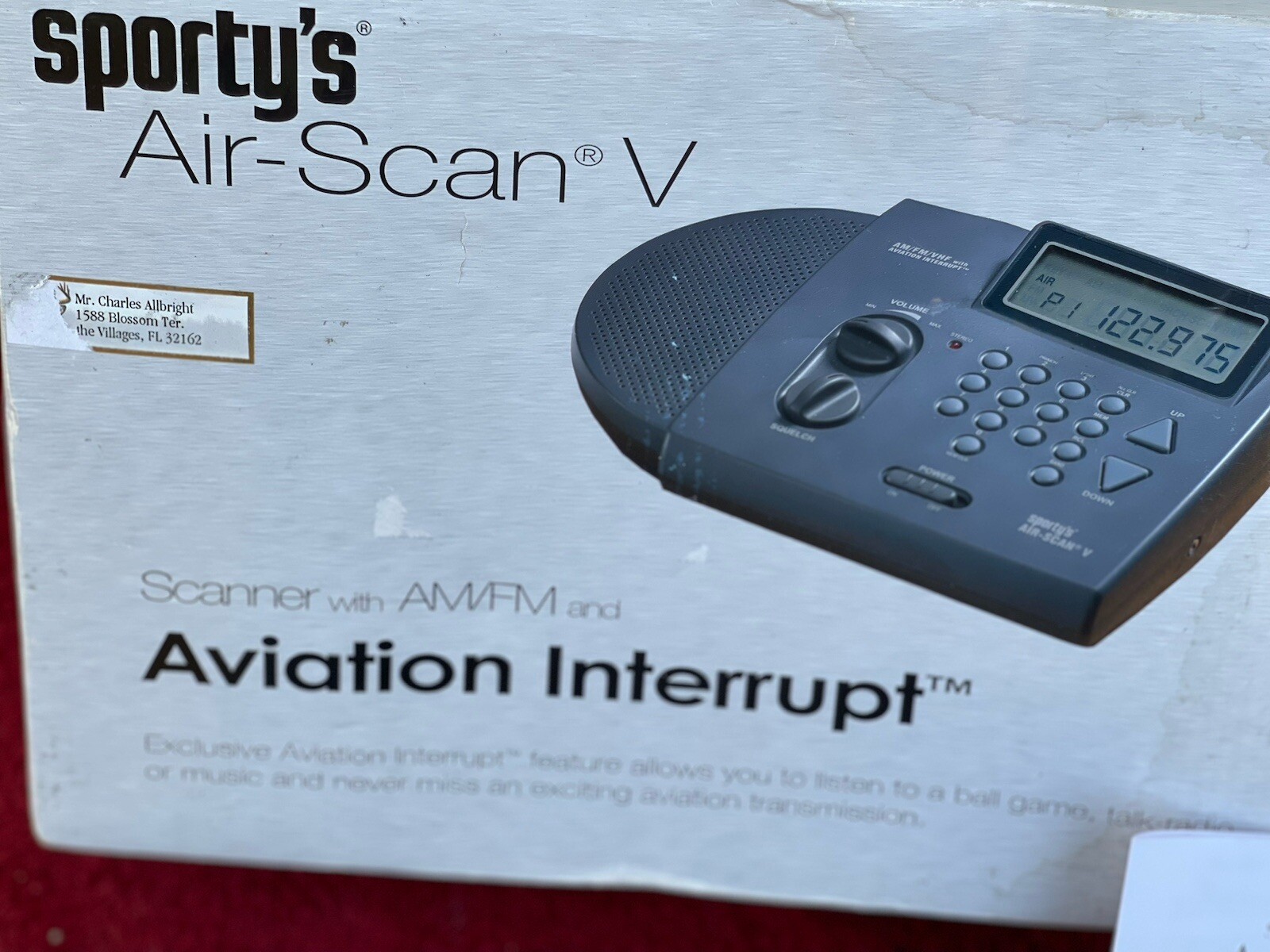 Sporty's Air ScanV Model SP127 AM/FM/VHF Air Band Aviation Interrupt