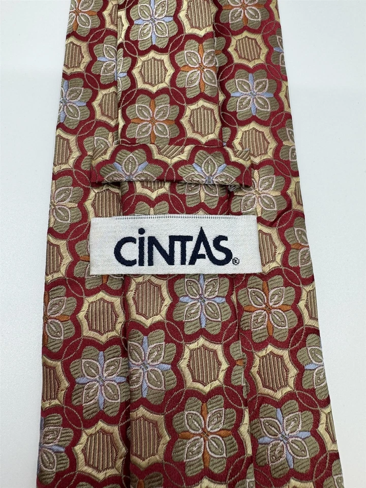Corbata Cintas 100 % seda para hombre estampado de medallón/flor roja nueva sin etiquetas Foto 3 de 4