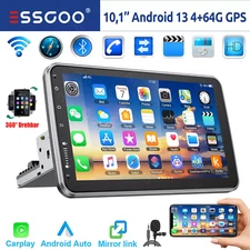 4+64G 10'' Single 1 DIN Carplay Android13 Car Stereo Radio Rotatable FM SWC GPS