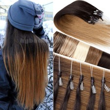 Russian Loop Micro Ring Bead Remy Human Hair Extensions Thick 1G Ombre Blond ASP
