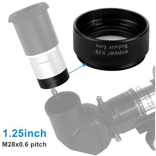 0.5X Focal Reducer Lens for M28x0.6 1.25" Telescope Eyepiece Ocular