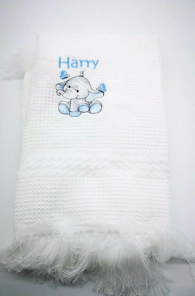 JUST4BABYS Personalisierte Elefant Babydecke, Schal weiche Füße, Geschenk, Jungen & Mädchen