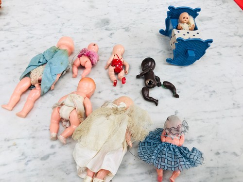 LOTTO OTTO BAMBOLINE IN CELLULOIDE ANNI 50 OLD CELLULOID DOLLS - Foto 5 di 7