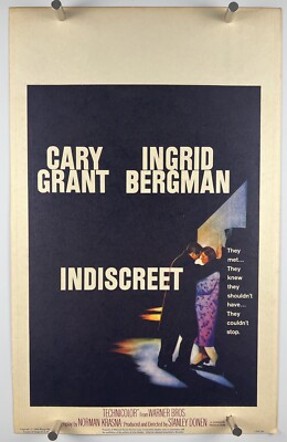 INDISCREET Movie Poster (VF-) 1958 Window Card Cary Grant Ingrid