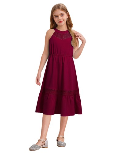 Kids Girls Dresses A-line Sundress Sleeveless Dress Party Outfits Boho Costume - Picture 54 of 74