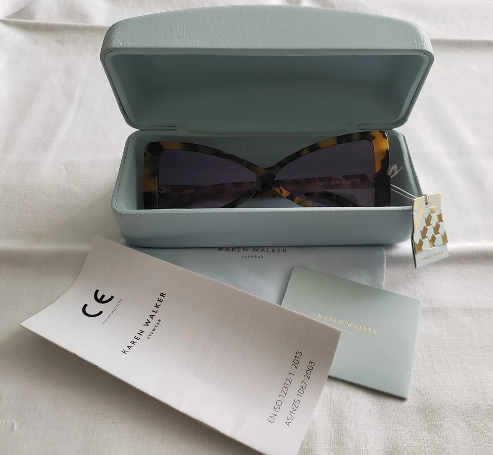 Karen Walker Extreme V 1801810 Triangle Tortoise Sunglasses w/Case New - Image 2 of 4