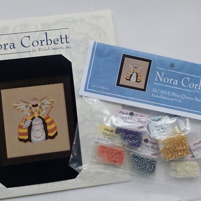 Miss Queen Bee Cross Stitch Chart and Embellishment Pack by Nora Corbett