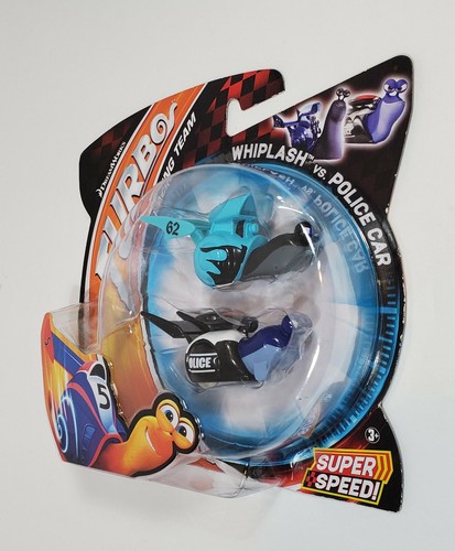 TURBO RACING TEAM WHIPLASH vs POLICE CAR SHELL RACERS DREAMWORKS MOSC 2013 RARE - Picture 2 of 4