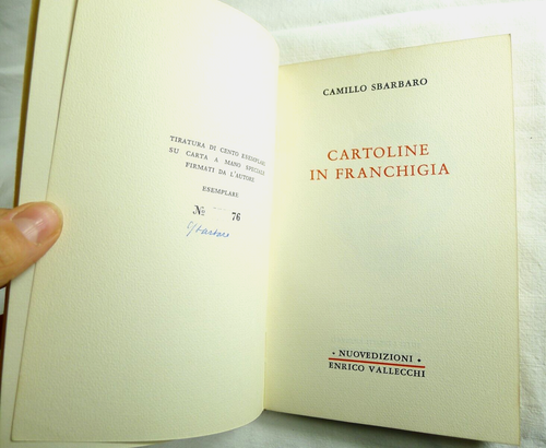 CAMILLO SBARBARO CARTOLINE IN FRANCHIGIA POETA 1966 PRIMA ED RARO AUTOGRAFO - Picture 2 of 4