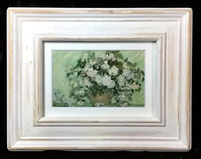 Vincent Van Gogh Irises Impressionist Still Life Painting Beautiful White Frame