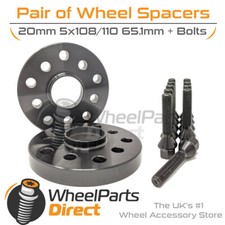 Wheel Spacers (2) & Bolts 20mm for Peugeot 605 89-99 On Aftermarket Wheels