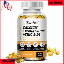 Calcium Magnesium Zinc Capsules Strong Bones &Teeth Nerve & Muscle Support 120pc