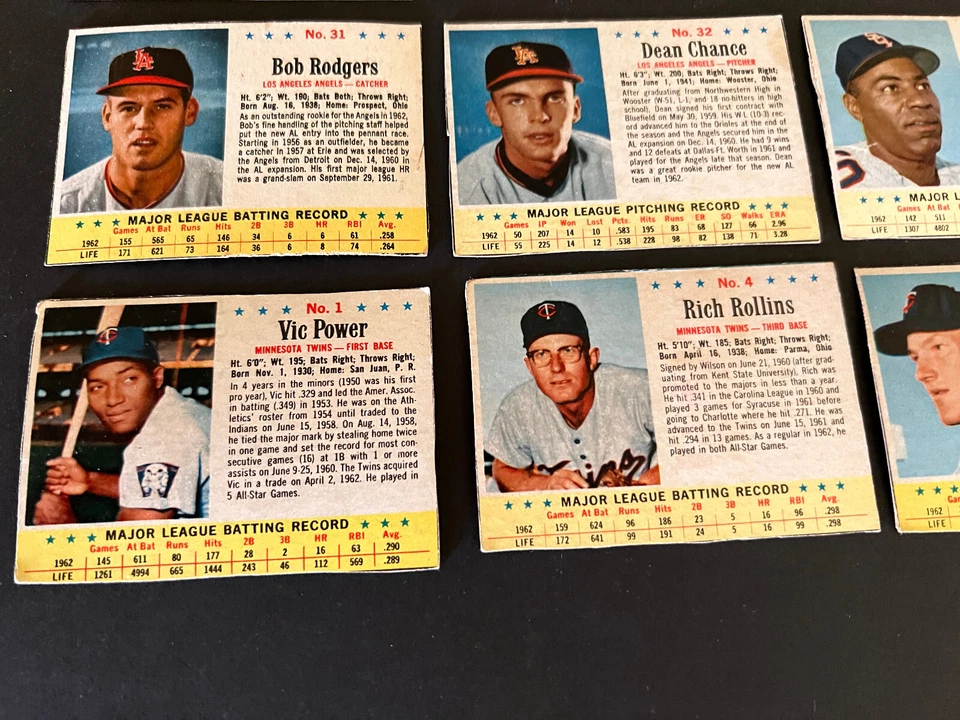 1963 Post Baseball - (lote de 20) -- incluye 3 impresiones cortas resistentes - en muy buen estado/ex. estado. Foto 2 de 4