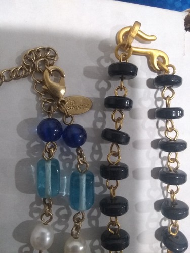 2 Necklaces. Black Egyptian Necklace & Blue Glass and cultured Pearls - Picture 5 of 11