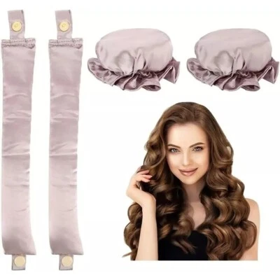 4PCS Satin Hair Curler Roller for Heatless Hair Curls Hair Caps Curling Rod Set