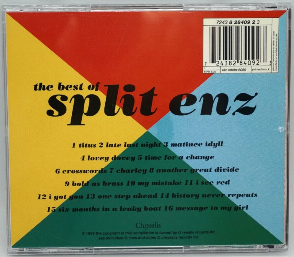 SPLIT ENZ : THE BEST OF CD ALBUM (UK 1993 PRESS) - Crowded House - Neil Finn HTF - Image 2 of 3
