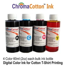 4 Color Ink Bulk Refill Chroma Cotton Print T-shirt For Inkjet Printer 240ml
