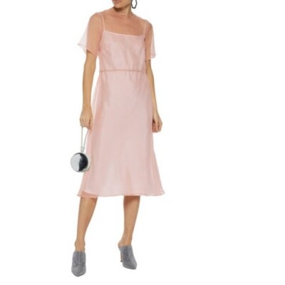 Lovely classic MANSUR GAVRIEL A-Line Dress IT 44 Sheer Pink Organza MSRP $900+