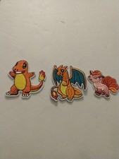 Lot Of 3 Iron-On Patches Pokemon Fire Types: Charizard, Charmander, Vulpix