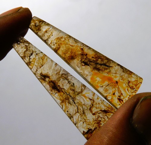 33.65 Cts Natural Montana Agate Drilled Cabochon Match Pair Gemstone 47.2X15MM
