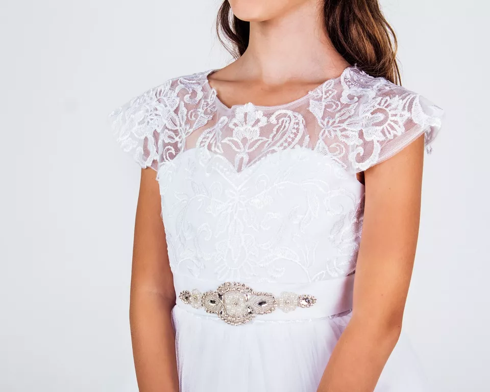 Flower Girls Princess Wedding Bridesmaid Birthday Formal Dress Communion Girl 9Y - Image 3 of 4