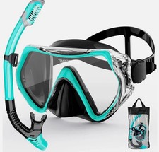 SNORKELING GEAR FOR ADULTS ANTI-FOG PANORAMIC DIVING MASK SNORKEL SET