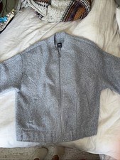 Zara Oversized Womens Grey Boucle Bomber Jack...