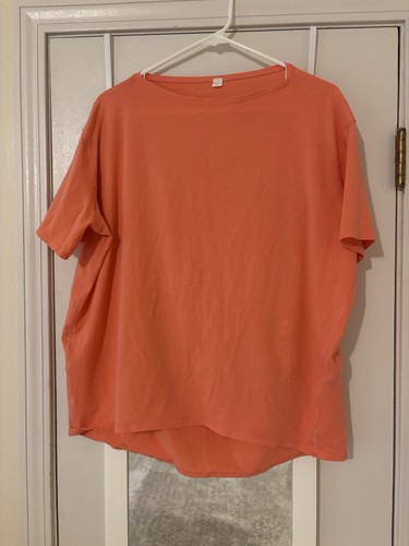 Women 8 Lululemon Back In Action Short Sleeve Shirt Coral