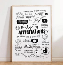Self love affirmation poster, printable wall art, self love poster