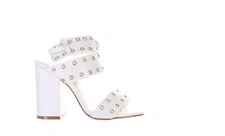 Yoki Womens Friday-30 White Ankle Strap Heels Size 6 (7695129)