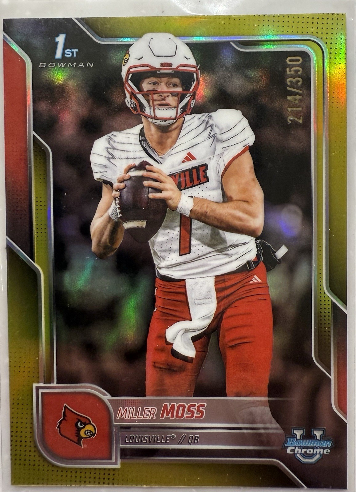 2025 Bowman Chrome University 1st Miller Moss #141 Yellow Refractor /350